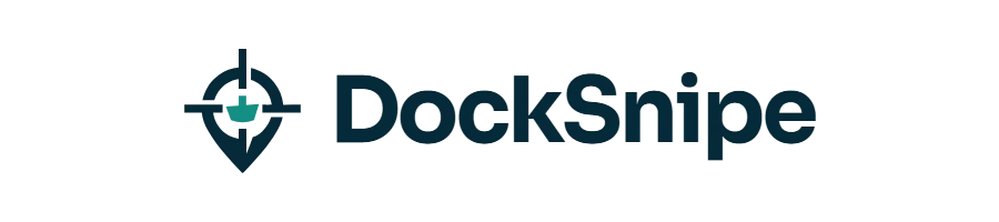 The DockSnipe mark beside the wordmark, in deep navy